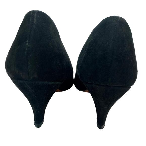 Vintage 90s Apostrophe Black Suede Geometric Pumps - Size 7M - Picture 6 of 7